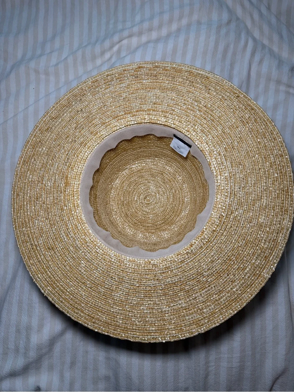 J Crew Flat Rim Hat with Black & White Band